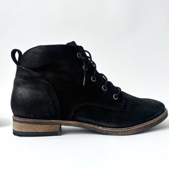 Black Diba Eli Genuine Black Suede Leather Combat Ankle Booties - sz 8 - Picture 12 of 15